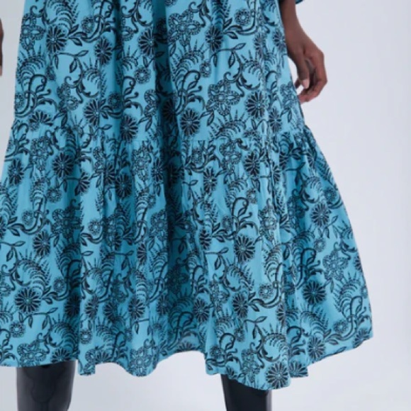 NWT Banjanan Bristol Pearl Midi Dress Women's XL Turquoise Pockets Long Sleeve - Picture 7 of 16